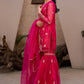 Glamorous Dark Pink Palazzo Suit in Embroidered Diamond Georgette - Jaipur Blossom
