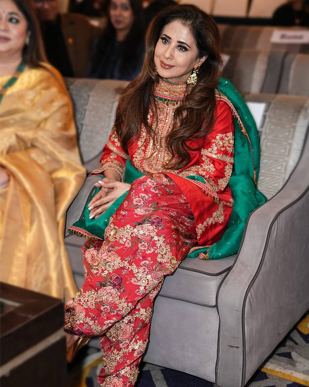 Elegant Designer Look: Heavy Malay Silk Top with Zari & Sequence Embroidery Paired with Farshi Salwar