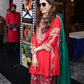 Elegant Designer Look: Heavy Malay Silk Top with Zari & Sequence Embroidery Paired with Farshi Salwar