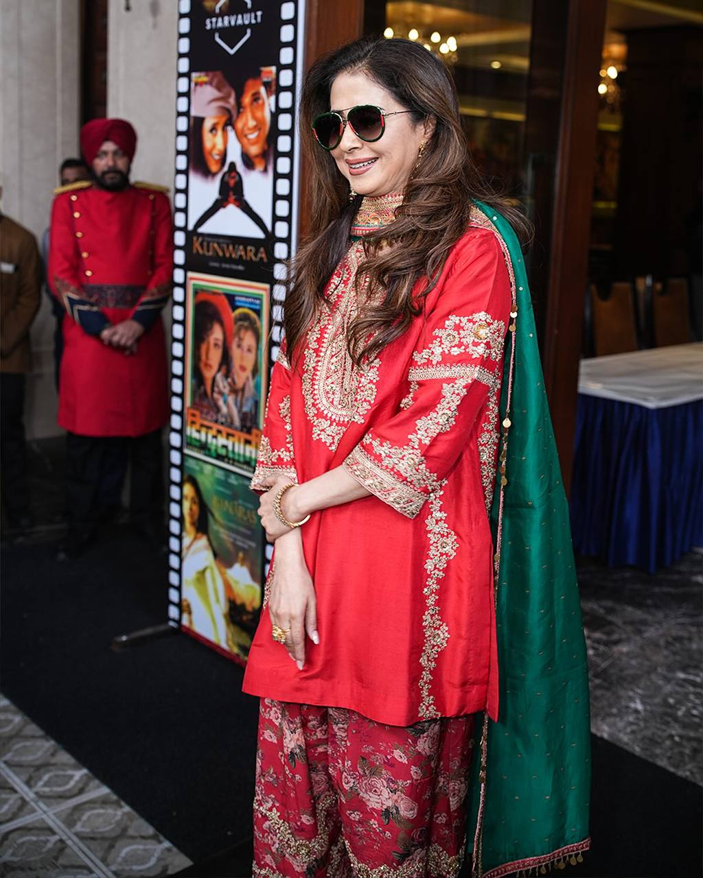 Elegant Designer Look: Heavy Malay Silk Top with Zari & Sequence Embroidery Paired with Farshi Salwar