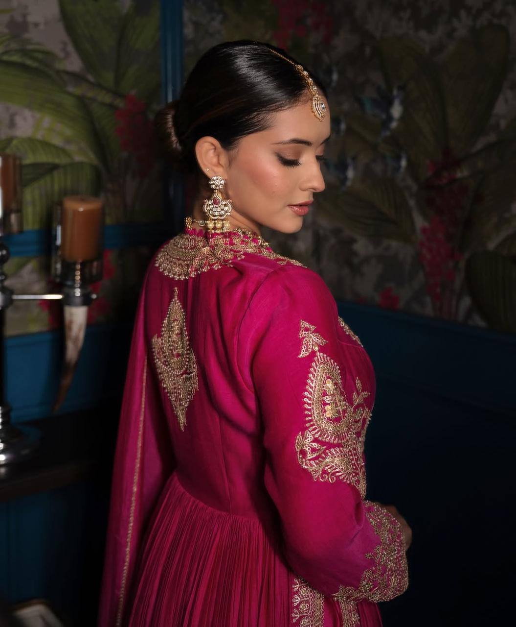 Dark Pink Elegance – Designer Embroidered Lehenga Ensemble - Jaipur Blossom