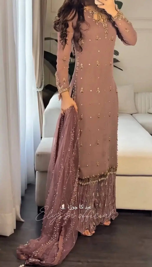 Mahi-SRK Premium Party Wear Faux Georgette Top and Plazzo Set SRK