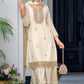 Designer Chinon Silk Party Wear with Embroidered Top Sharara and Dupatta - Jaipur Blossom