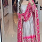 Full Stitched Pure Chinon Gown with Printed Detailing and Matching Sequence Work Dupatta with Designer Border Finish
