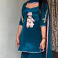 Natural Crepe Party Wear Ensemble with Embroidered Top, Flared Sharara & Dupatta