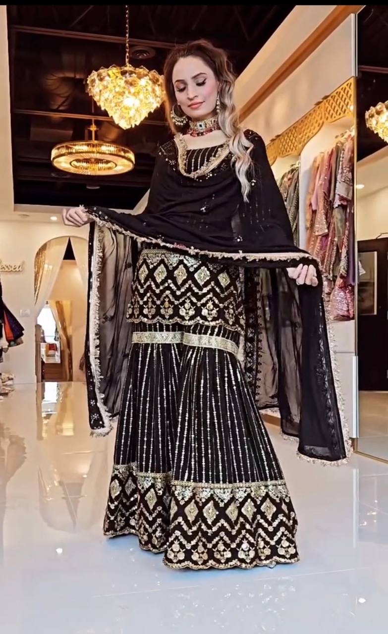 Designer Party Wear Top and Plazzo with Fancy Dupatta and Heavy Embroidery Work