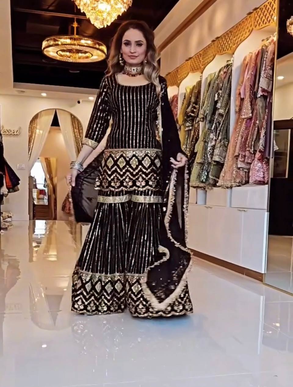 Designer Party Wear Top and Plazzo with Fancy Dupatta and Heavy Embroidery Work