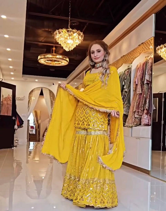 Designer Party Wear Top and Plazzo with Fancy Dupatta and Heavy Embroidery Work