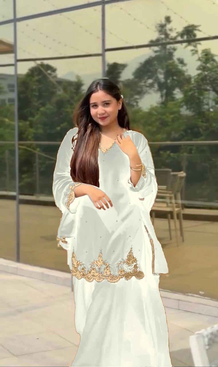 New Designer Party Wear Set Featuring Heavy Fox Georgette Top with Embroidery and Plazzo