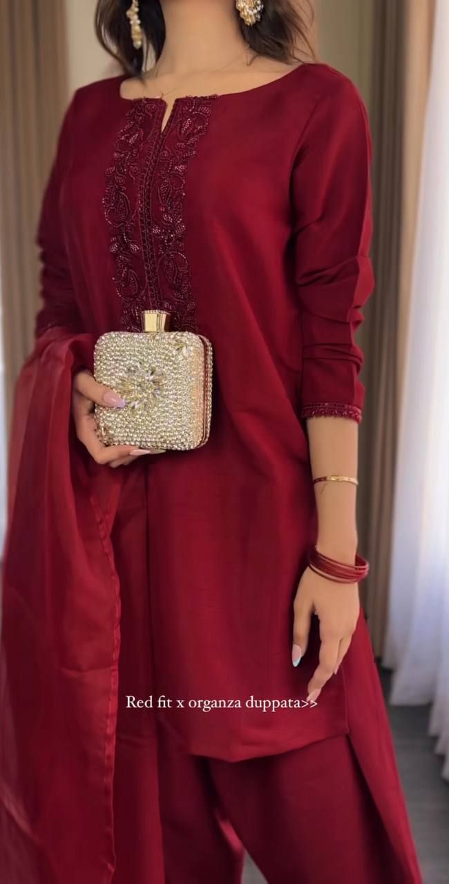 Designer Party Wear Crepe Silk Top with Hand Bead and Sequin Embroidery