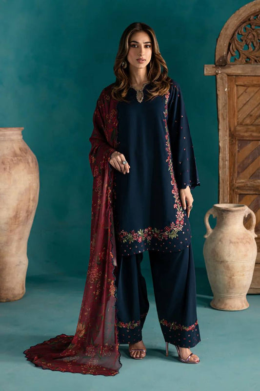 Exclusive Designer Farsi Top and Salwar with Intricate Embroidery and Fancy Dupatta