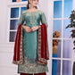 Heavily Embroidered Fancy Top-Plazzo Set with Matching Dupatta - Jaipur Blossom