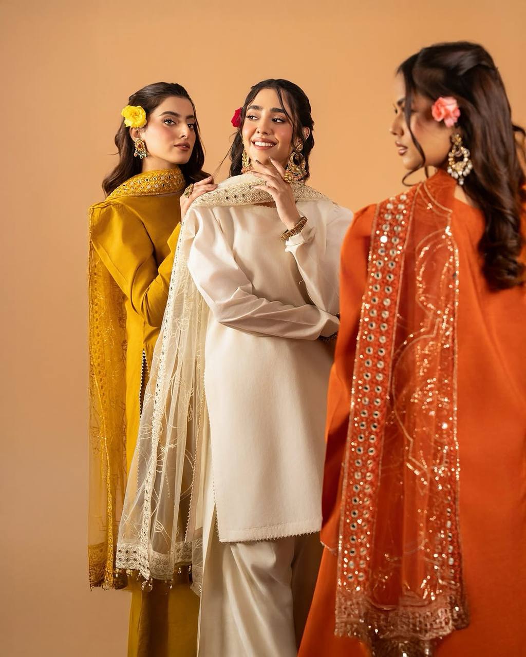Heavy Crepe Silk Top and Farshi Salwar with Canvas Belt and Butterfly Net Dupatta