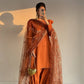 Heavy Crepe Silk Top and Farshi Salwar with Canvas Belt and Butterfly Net Dupatta