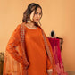 Heavy Crepe Silk Top and Farshi Salwar with Canvas Belt and Butterfly Net Dupatta