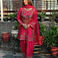 Fully Stitched Embroidered Chinnon Silk Top and Pant with Matching Dupatta