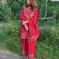 Fully Stitched Embroidered Chinnon Silk Top and Pant with Matching Dupatta