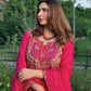 Fully Stitched Embroidered Chinnon Silk Top and Pant with Matching Dupatta
