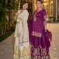 Pure Heavy Natural Crepe Silk Top with Latkan Dori, Sharara Plazzo, and Embroidered Dupatta