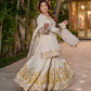Pure Heavy Natural Crepe Silk Top with Latkan Dori, Sharara Plazzo, and Embroidered Dupatta