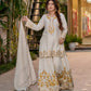 Pure Heavy Natural Crepe Silk Top with Latkan Dori, Sharara Plazzo, and Embroidered Dupatta