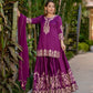 Pure Heavy Natural Crepe Silk Top with Latkan Dori, Sharara Plazzo, and Embroidered Dupatta