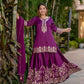 Pure Heavy Natural Crepe Silk Top with Latkan Dori, Sharara Plazzo, and Embroidered Dupatta