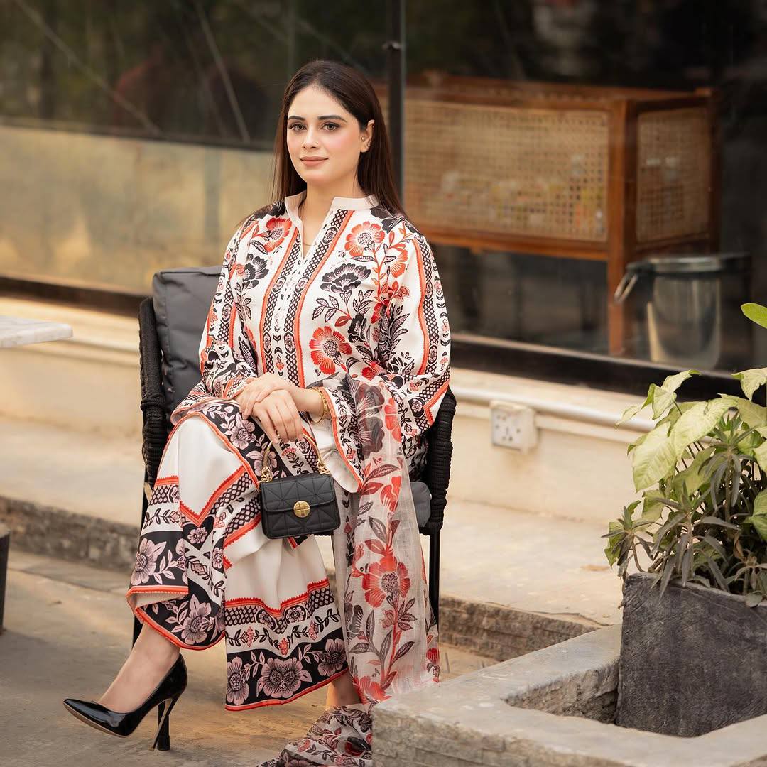 Elegant American Crepe Top and Plazzo Set with Digital Print and Soft Georgette Dupatta - Jaipur Blossom