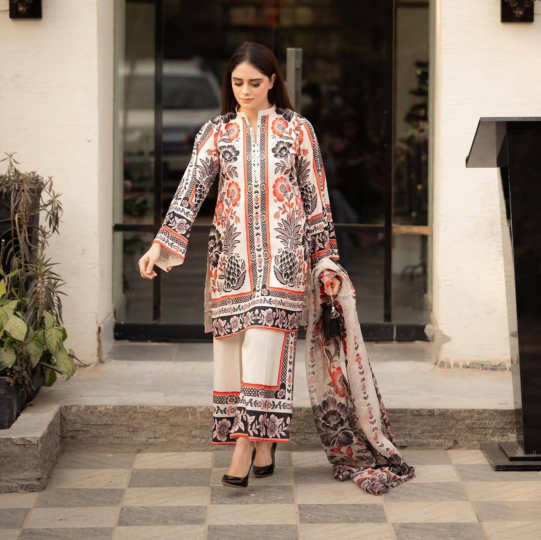 Elegant American Crepe Top and Plazzo Set with Digital Print and Soft Georgette Dupatta - Jaipur Blossom