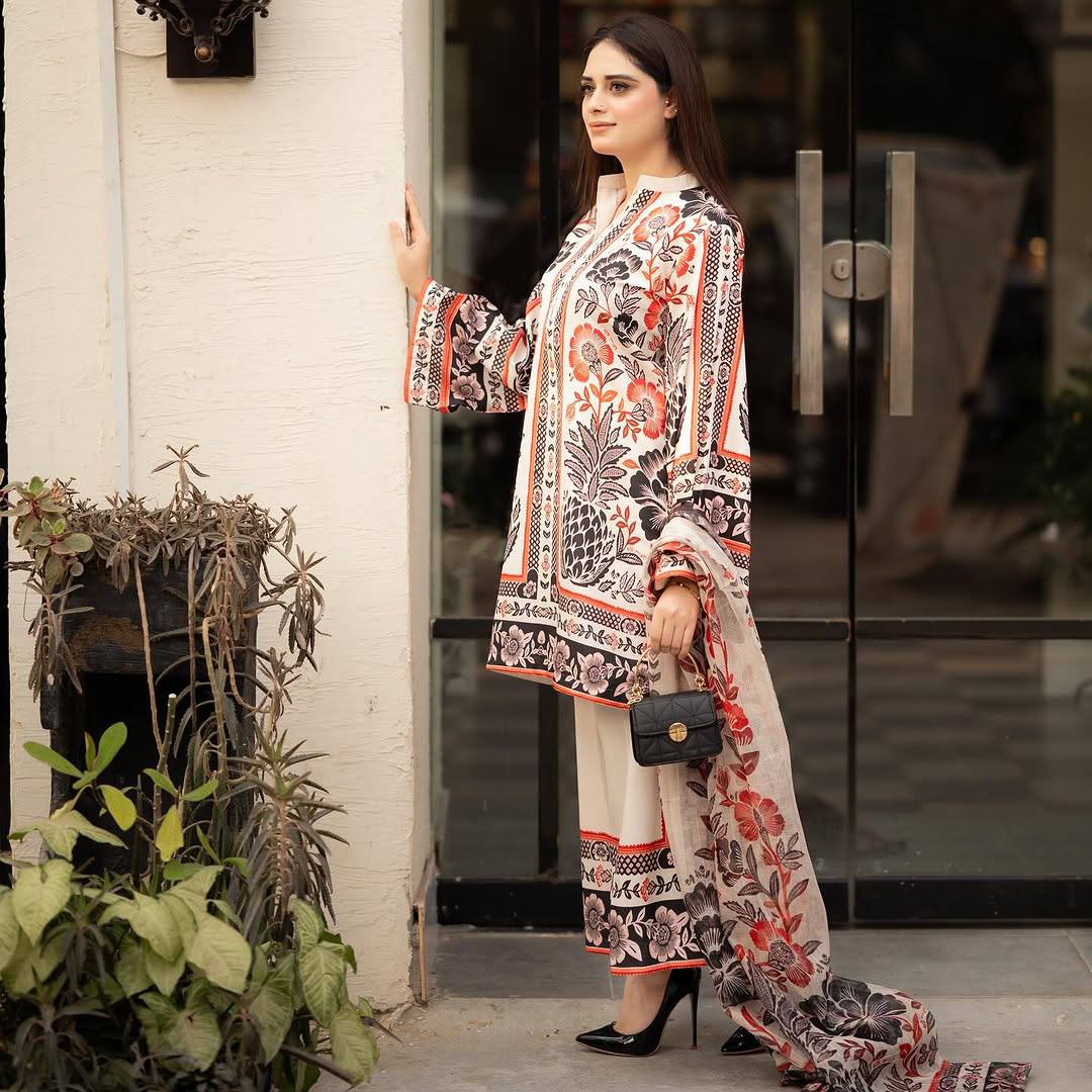 Elegant American Crepe Top and Plazzo Set with Digital Print and Soft Georgette Dupatta - Jaipur Blossom