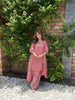 Party Wear Heavy Chinnon Silk Top and Farshi Salwar with Multi-Needle and Zari Work