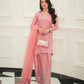 Party Wear Heavy Chinnon Silk Top and Farshi Salwar with Multi-Needle and Zari Work