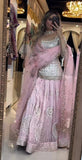 Faux Georgette Lehenga Set with 9mm Sequence, Zari, and Multi-Needle Embroidery Work
