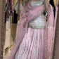 Faux Georgette Lehenga Set with 9mm Sequence, Zari, and Multi-Needle Embroidery Work