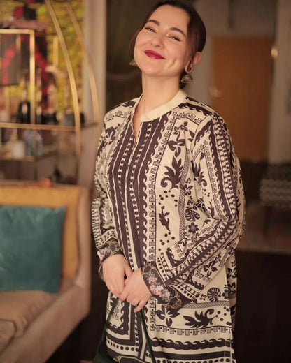 Party Wear Pure Natural Crepe Printed Co-ord Set with Full Sleeves and Comfort Fit - Jaipur Blossom