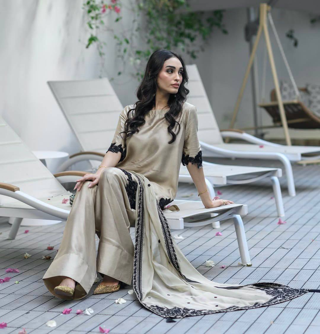 New Designer Party Wear Farsi Top and Salwar Set with Fancy Dupatta and Heavy Embroidery