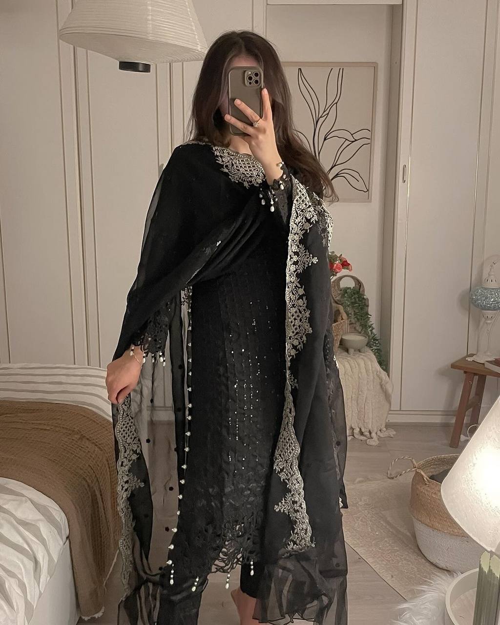 Party Wear Kurti and Pant Ensemble with Fancy Dupatta Featuring Heavy Embroidery and Lace
