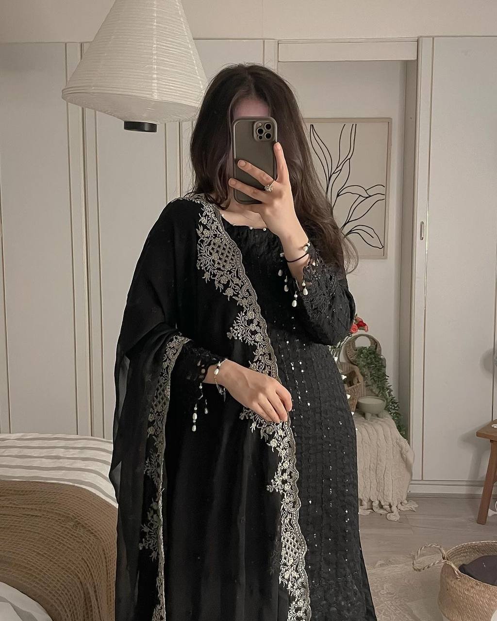 Party Wear Kurti and Pant Ensemble with Fancy Dupatta Featuring Heavy Embroidery and Lace