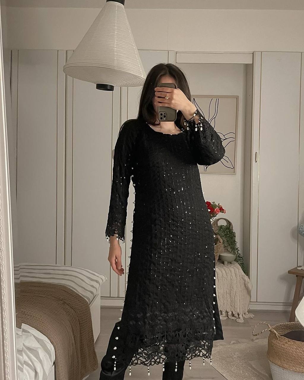 Party Wear Kurti and Pant Ensemble with Fancy Dupatta Featuring Heavy Embroidery and Lace