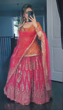 Faux Georgette Lehenga Set with 5mm Sequence, Zari, and Multi-Needle Embroidery Work