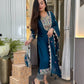 Embroidered Pure Chinon Silk Long Top, Pant & Dupatta Set with Sequence Work