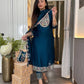 Embroidered Pure Chinon Silk Long Top, Pant & Dupatta Set with Sequence Work