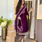 Embroidered Pure Chinon Silk Long Top, Pant & Dupatta Set with Sequence Work