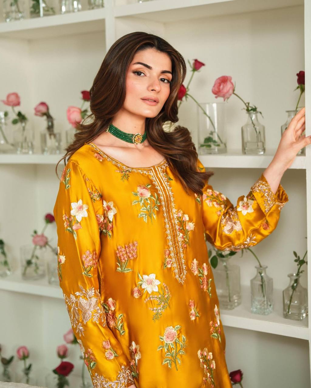 Designer Party Wear Set Featuring Heavy French Crepe Top and Sharara with Embroidery and Dupatta