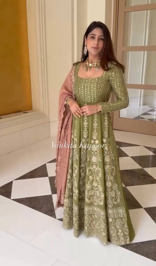 New Designer Party Wear Side Cut Kurti with Sharara in Heavy Faux Georgette and Embroidery Work