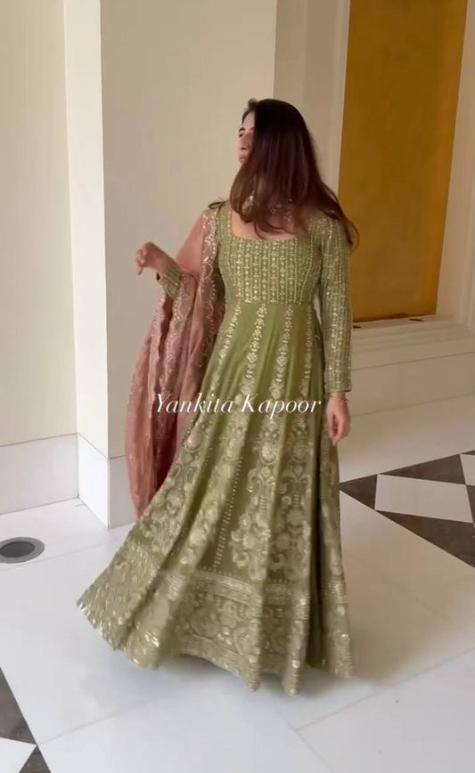 New Designer Party Wear Side Cut Kurti with Sharara in Heavy Faux Georgette and Embroidery Work