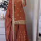 Designer Ethnic Sharara Suit in Crepe with Sequence Work and Latkan Dori