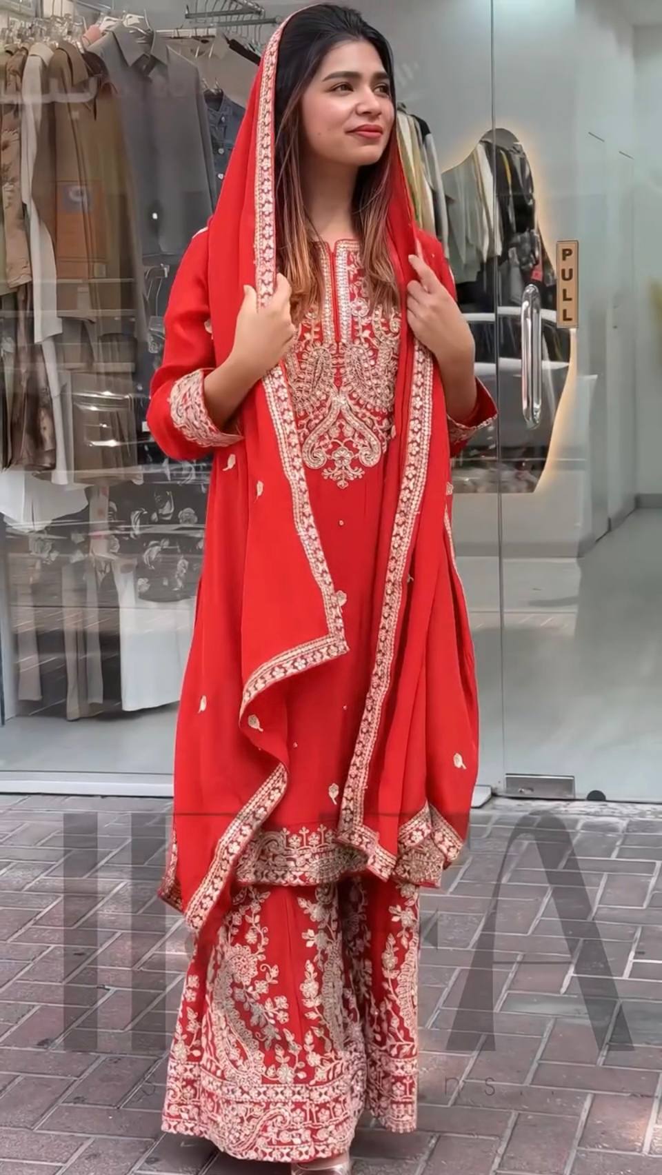 New Designer Party Wear Chinon Silk Top and Sharara Set with Embroidered Dupatta