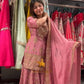 Fully Stitched Partywear Pink Chinon Silk Palazzo Set Featuring Heavy Embroidery & Sequin Detailing - Jaipur Blossom