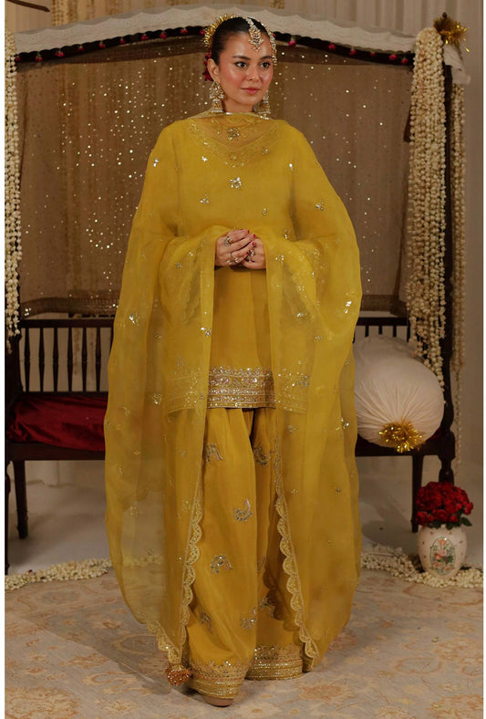 Party Wear Set Featuring Heavy French Crepe Top and Embroidered Plazzo with Fancy Dupatta